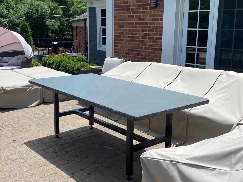 Blue Bluestone Table w/ Rock Edge & Sanded Honed Countertop